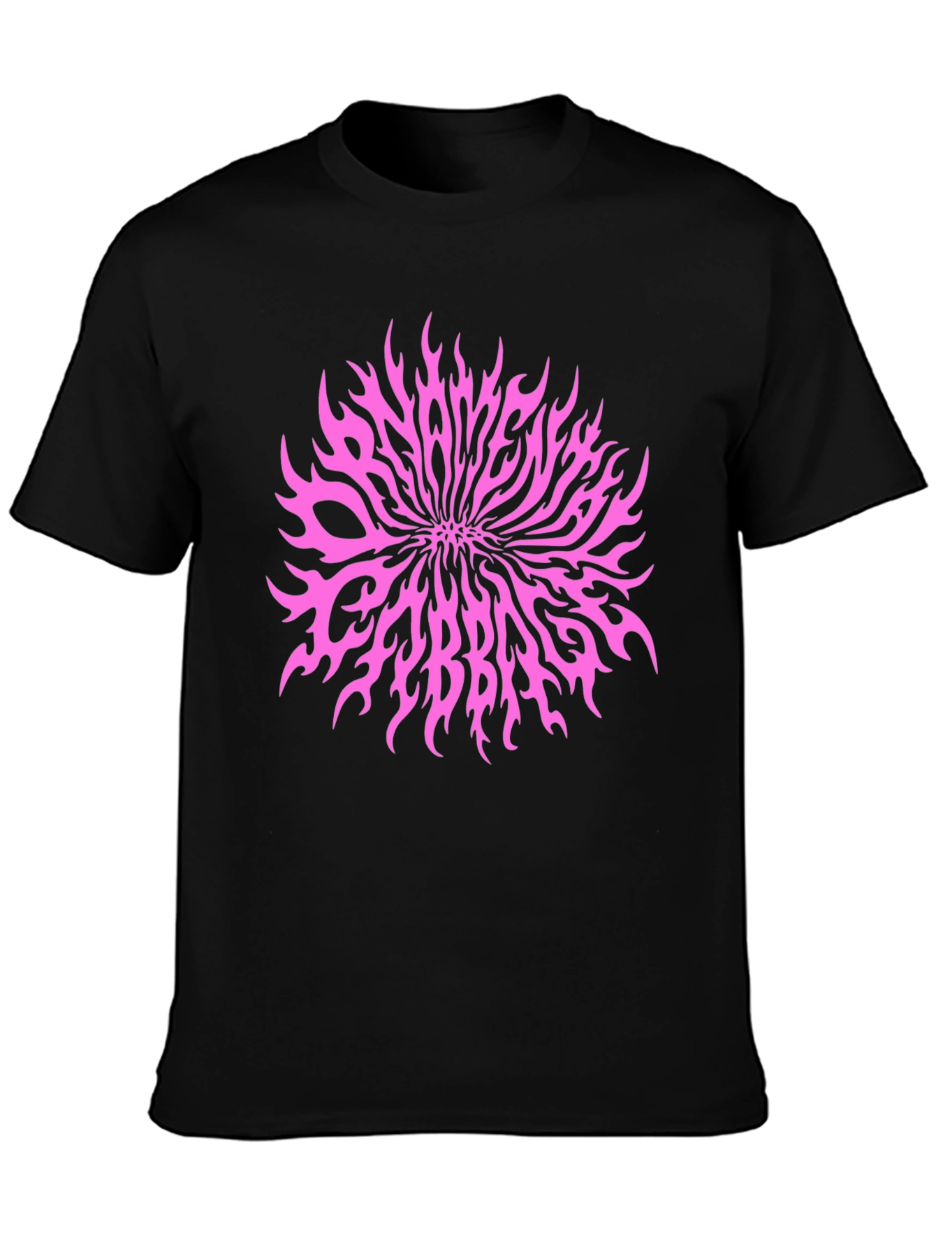 Black T-Shirt with Pink Slaves Cabbage Graphic