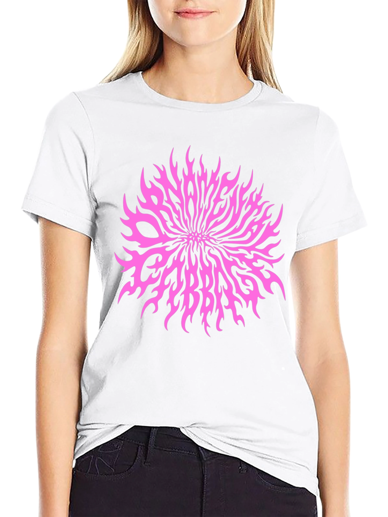 Black T-Shirt with Pink Slaves Cabbage Graphic