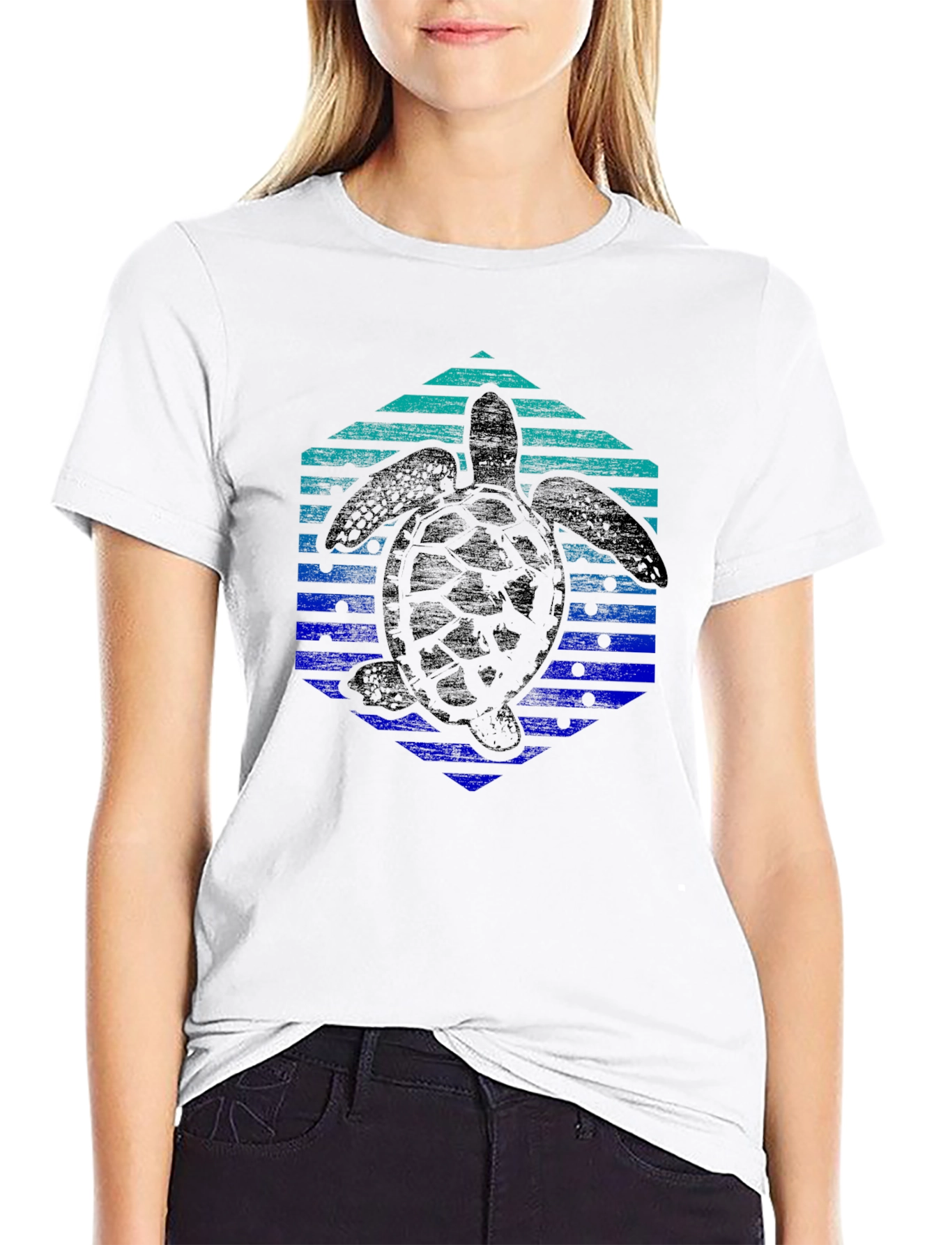 Turtle Hexagon Graphic Tee - Trendy Black Shirt