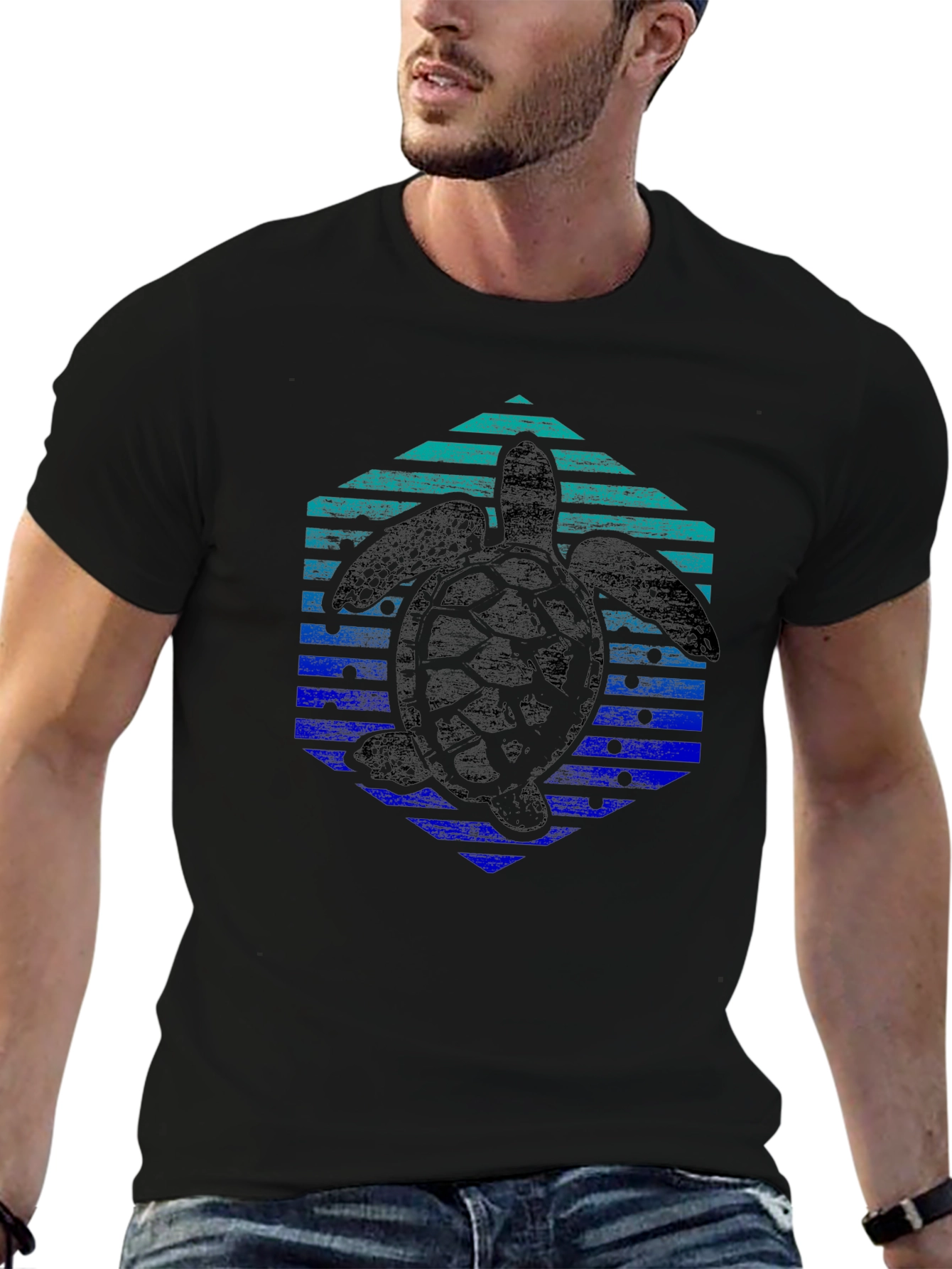 Turtle Hexagon Graphic Tee - Trendy Black Shirt