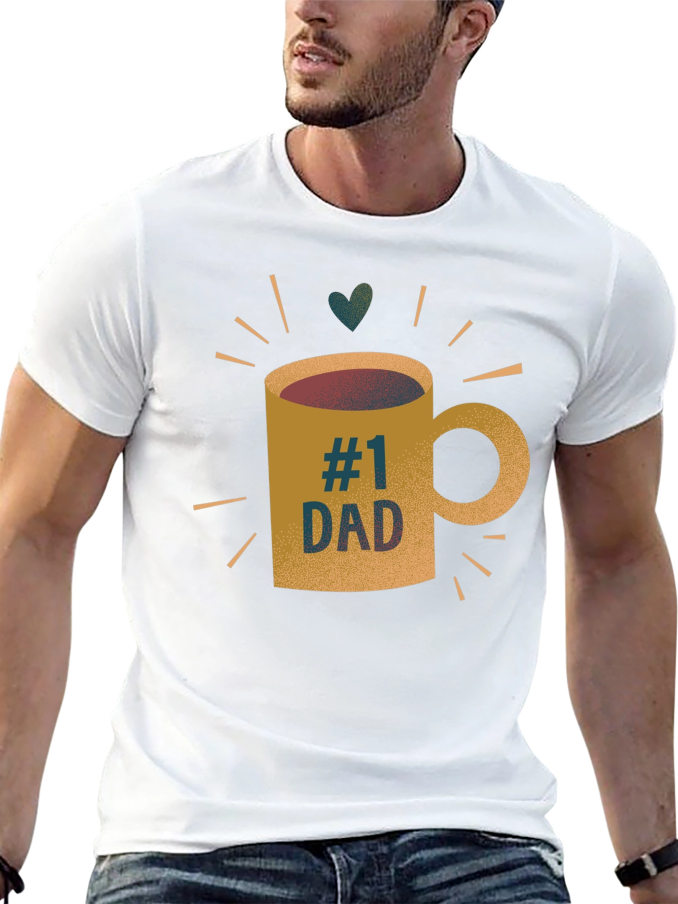 #1 Dad Coffee Mug Graphic T-Shirt - Black Tee
