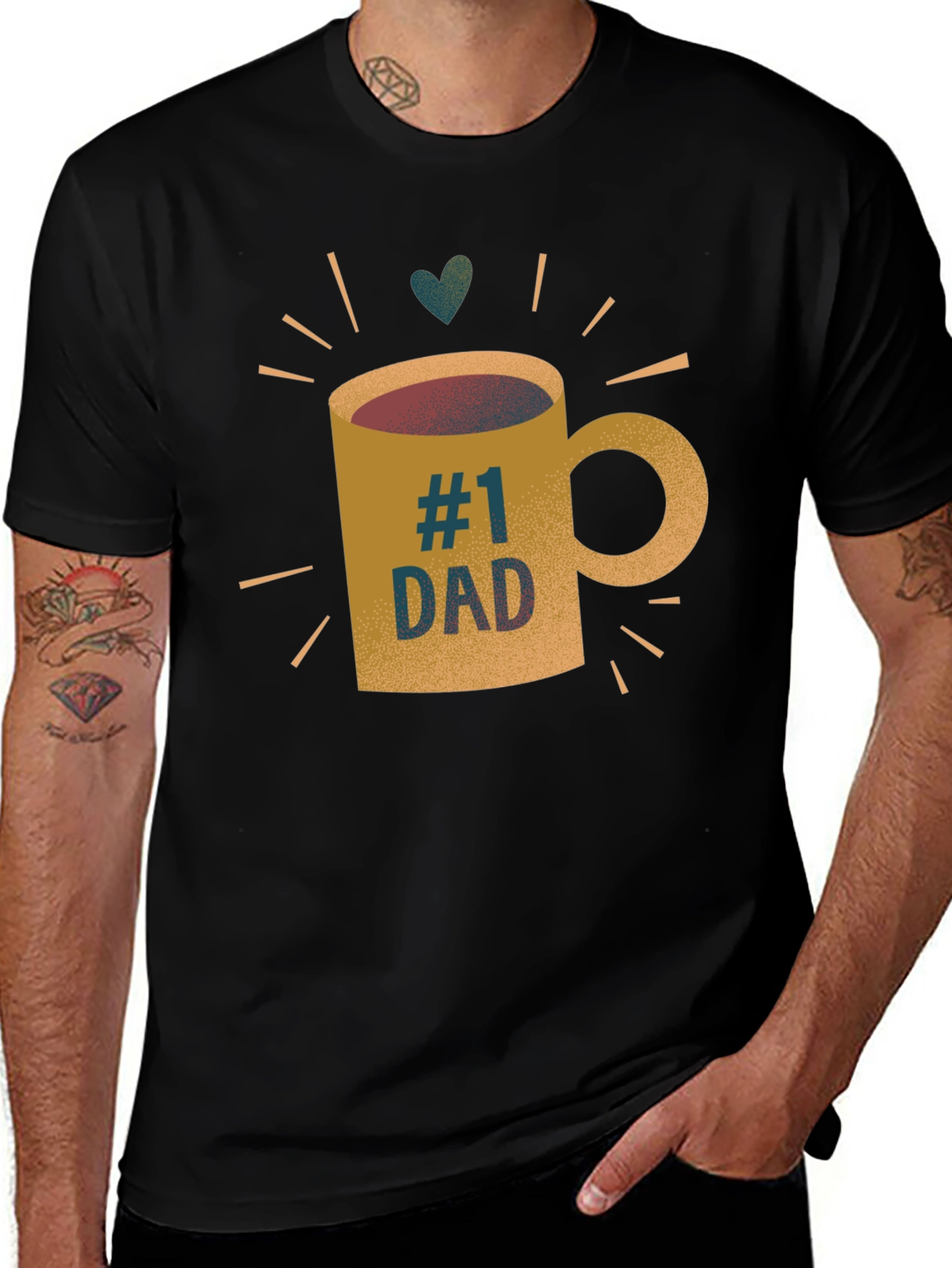 #1 Dad Coffee Mug Graphic T-Shirt - Black Tee