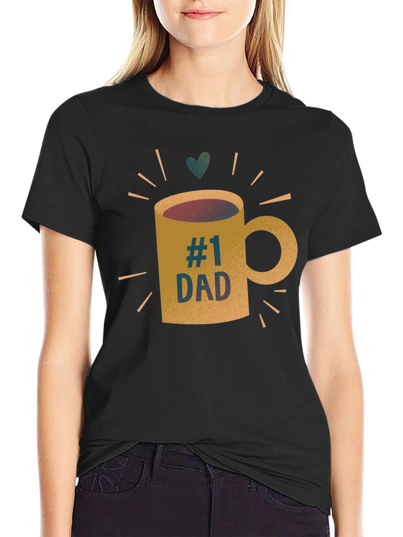 #1 Dad Coffee Mug Graphic T-Shirt - Black Tee