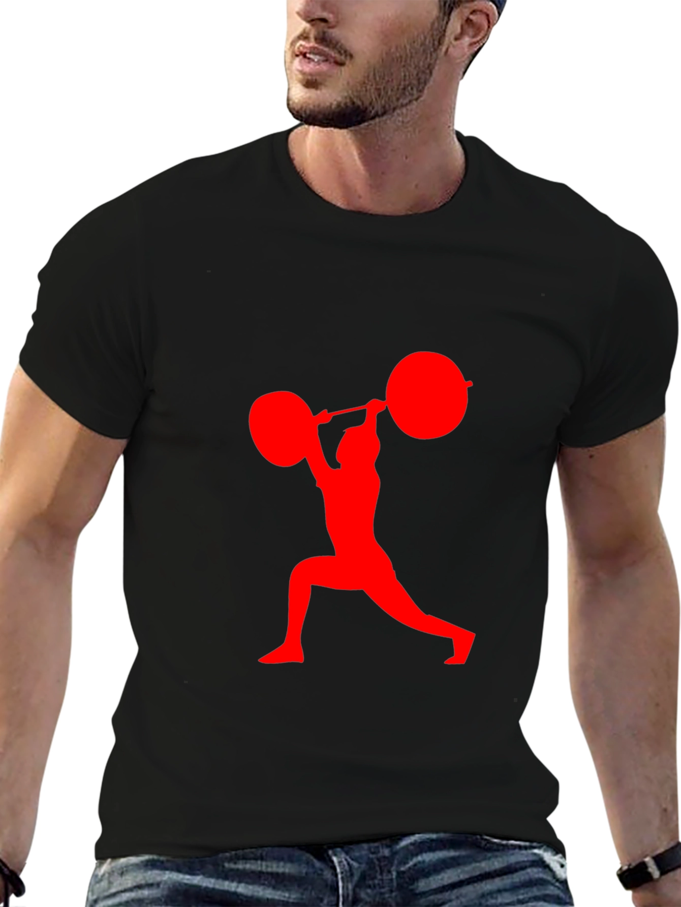 Weightlifting Graphic Tee - Black Cotton Shirt