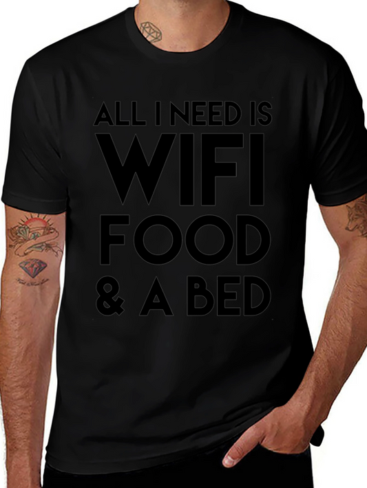 Wifi Food & Bed T-Shirt - Funny Novelty Tee
