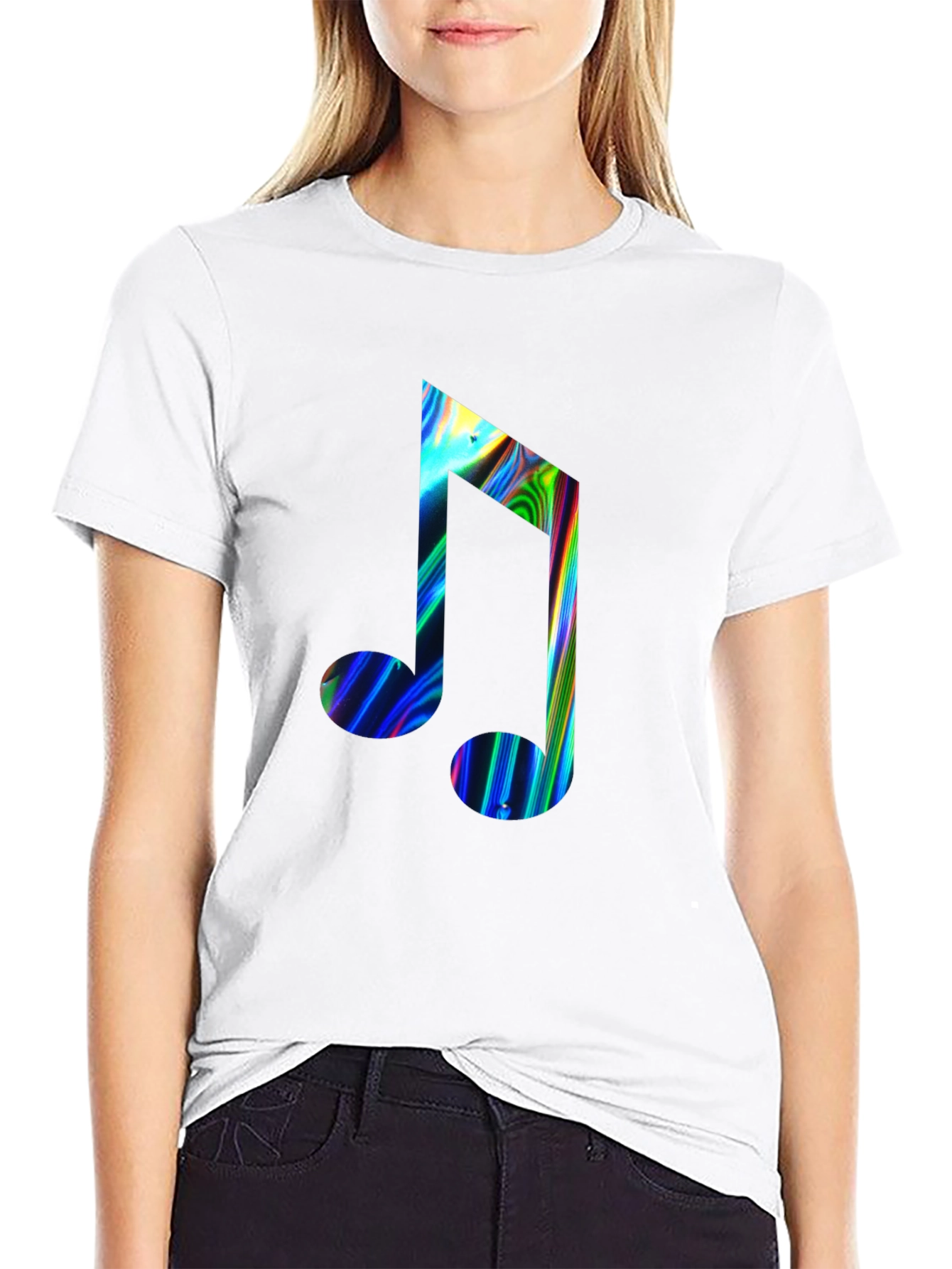 Vibrant Musical Note Black T-Shirt