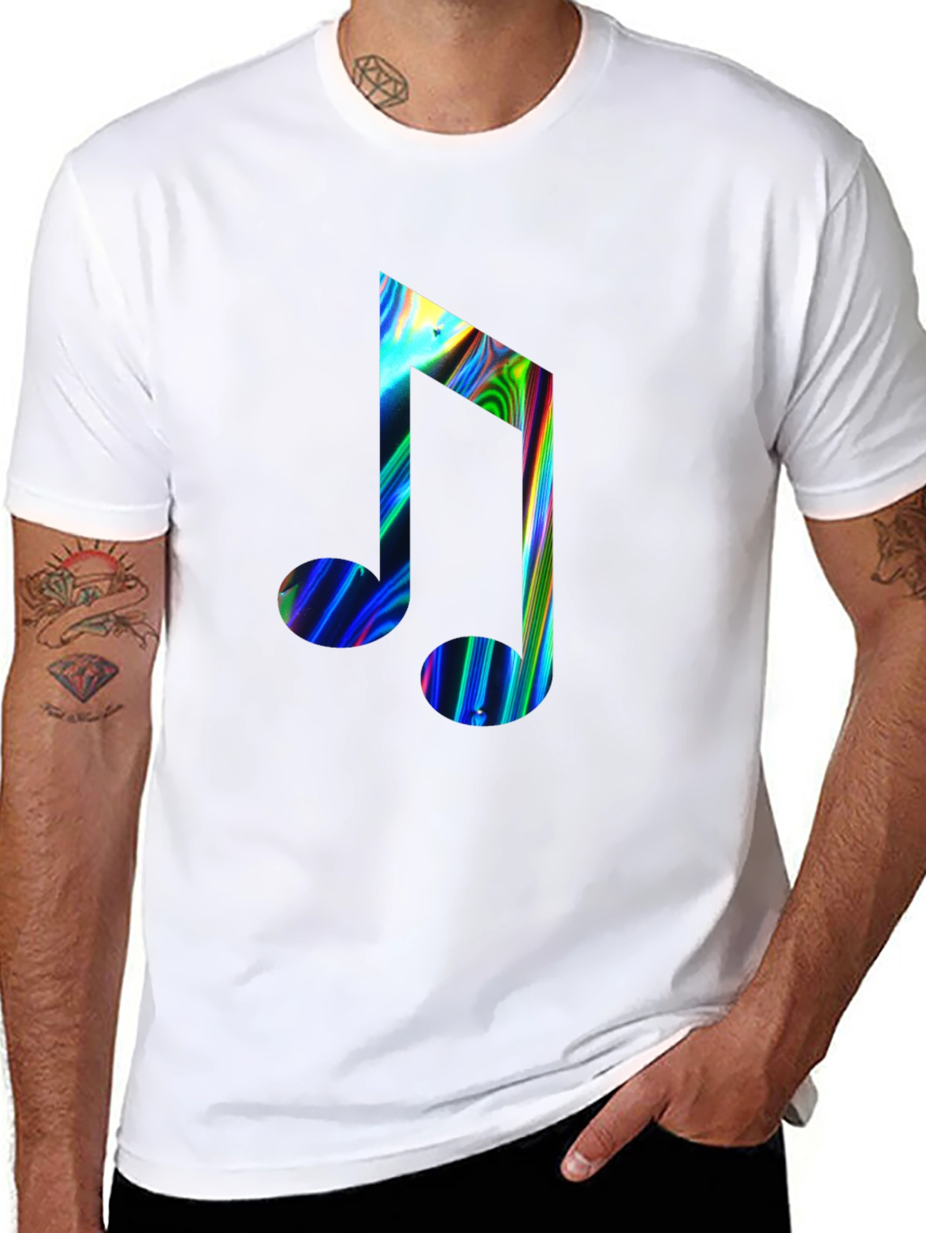 Vibrant Musical Note Black T-Shirt