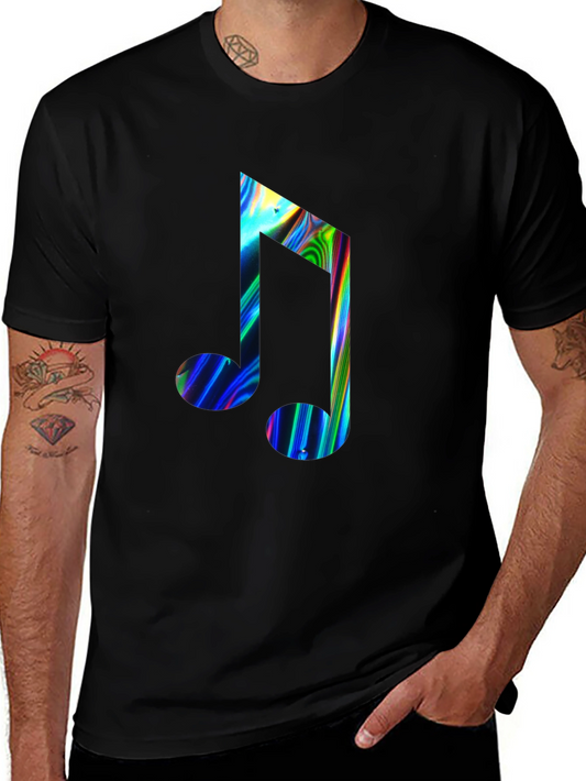 Vibrant Musical Note Black T-Shirt