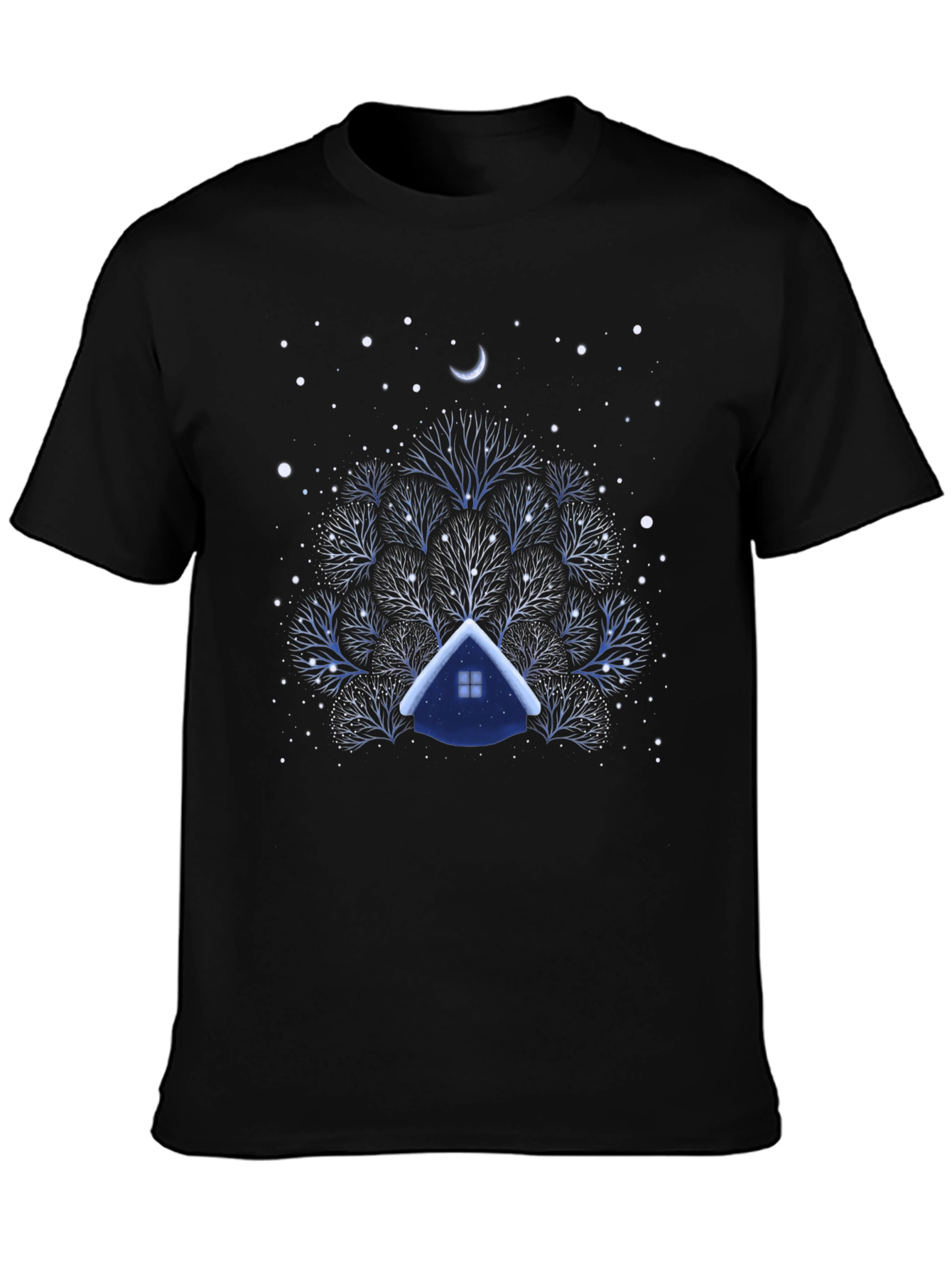 Winter Cabin Tree Graphic T-Shirt