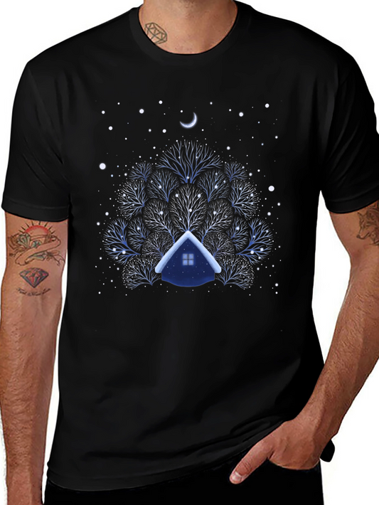 Winter Cabin Tree Graphic T-Shirt
