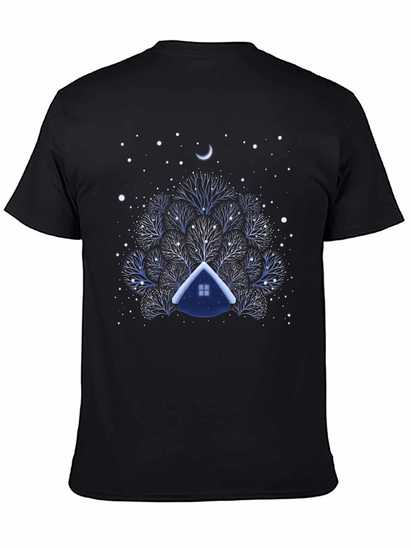 Winter Cabin Tree Graphic T-Shirt