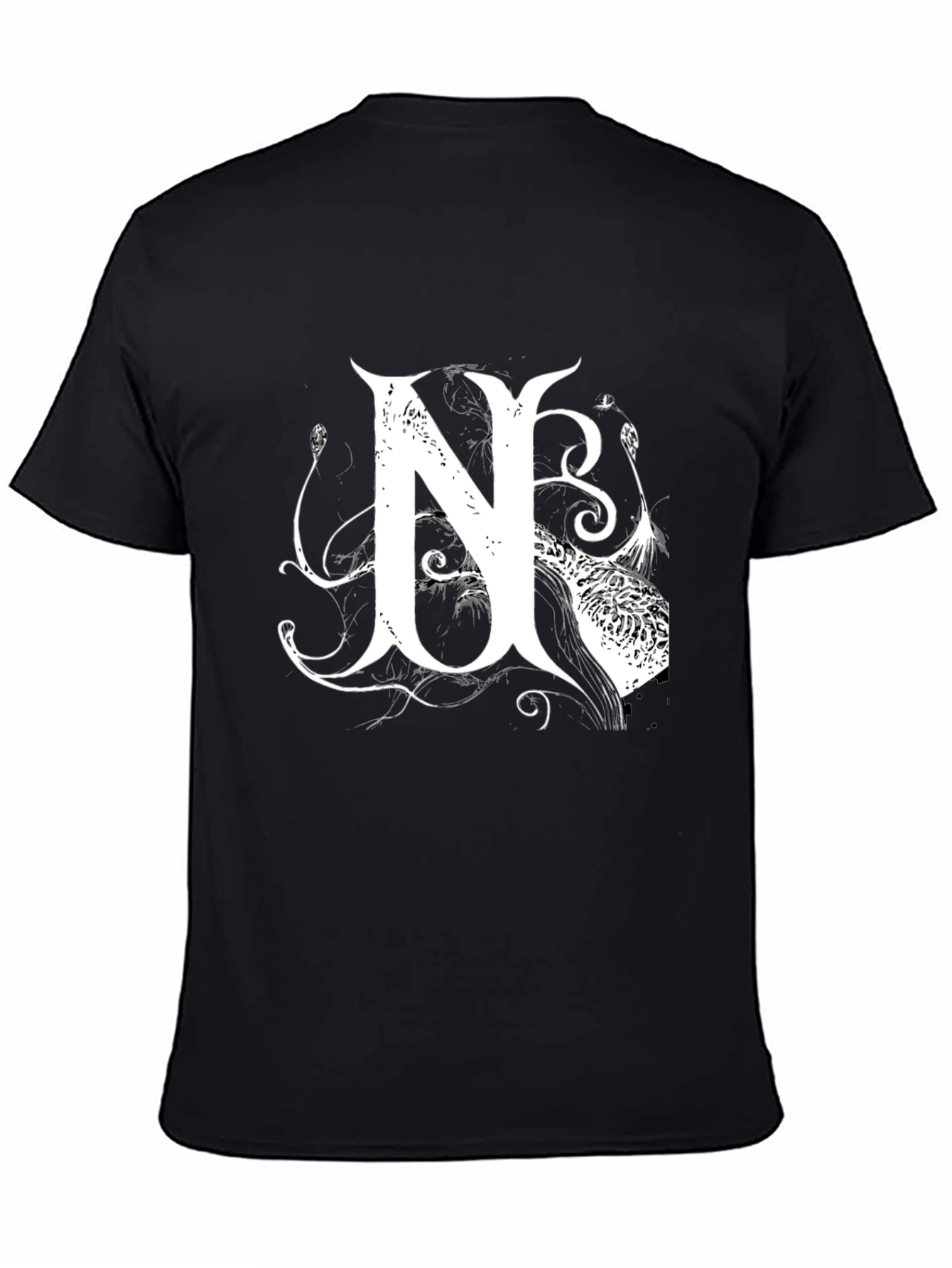 Black T-Shirt with White Letter N Design