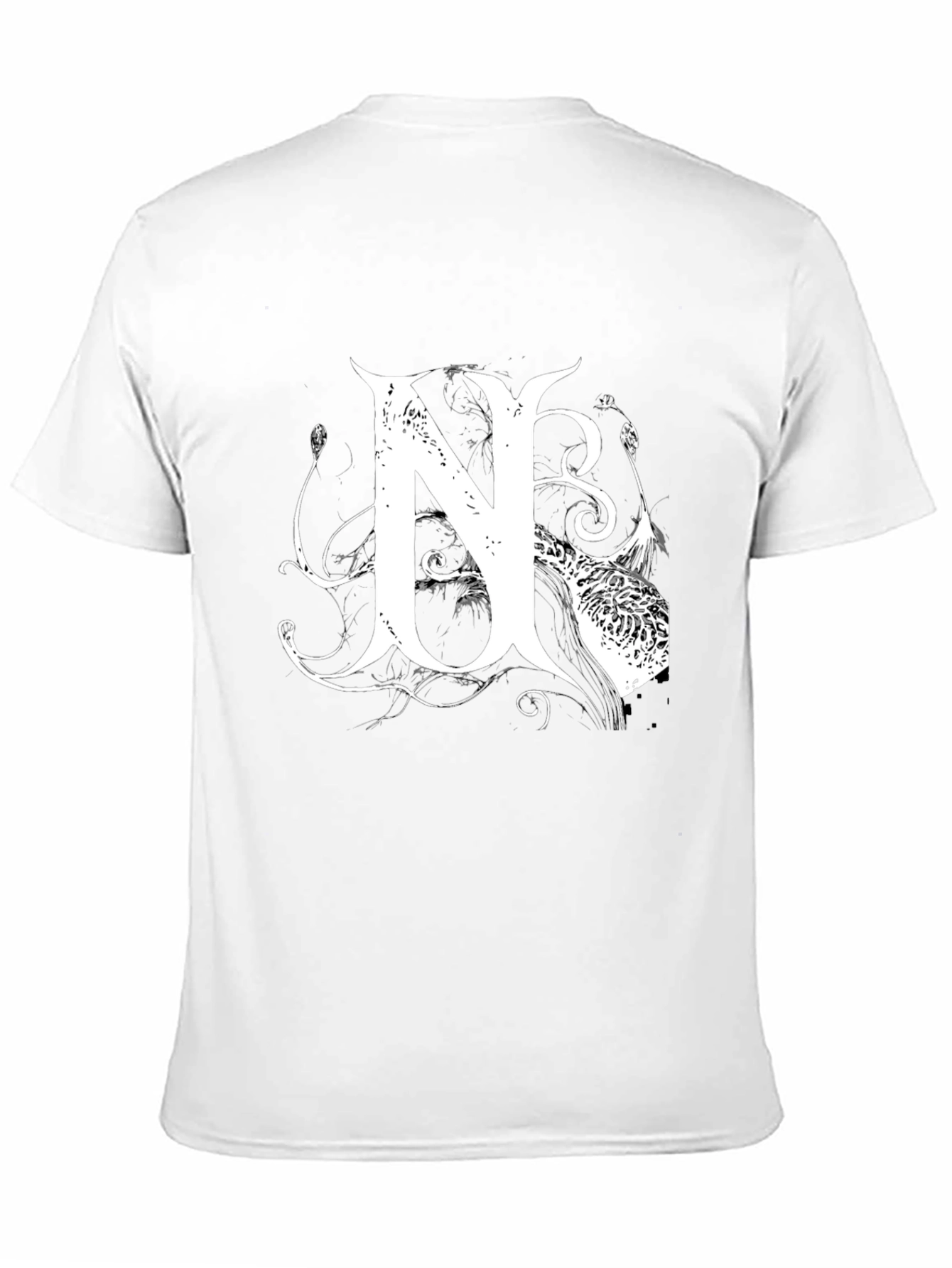 Black T-Shirt with White Letter N Design