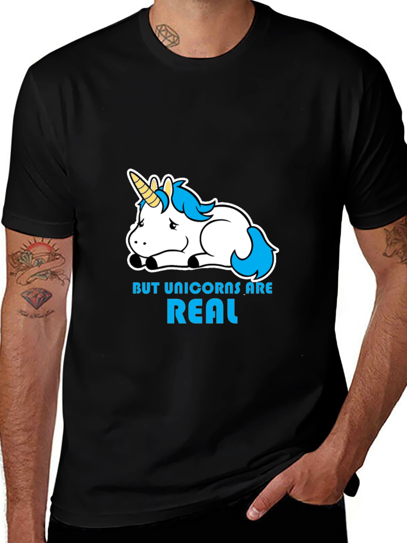 Unicorns Are Real Black T-Shirt