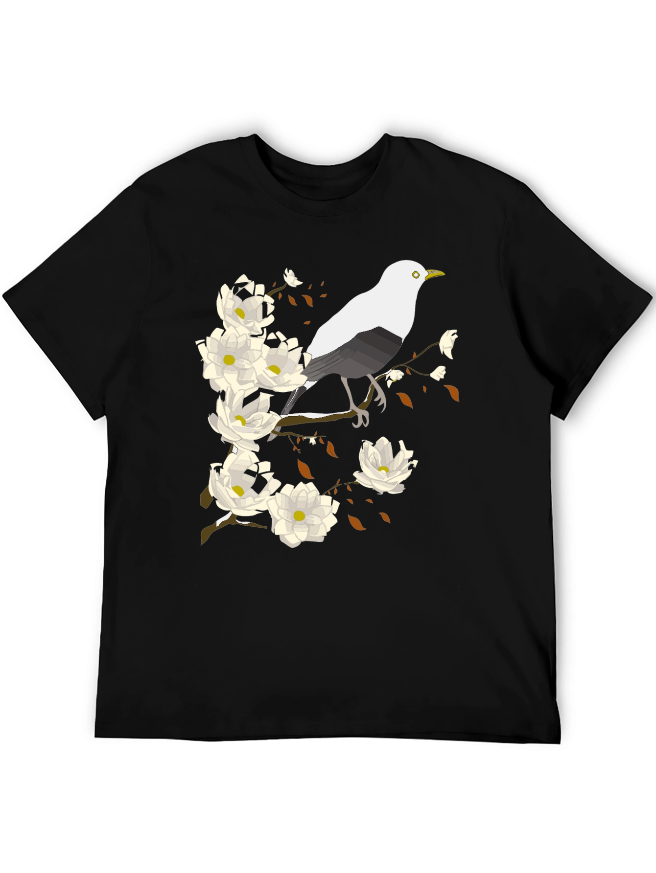 Bird and Blossom Graphic Tee - Black
