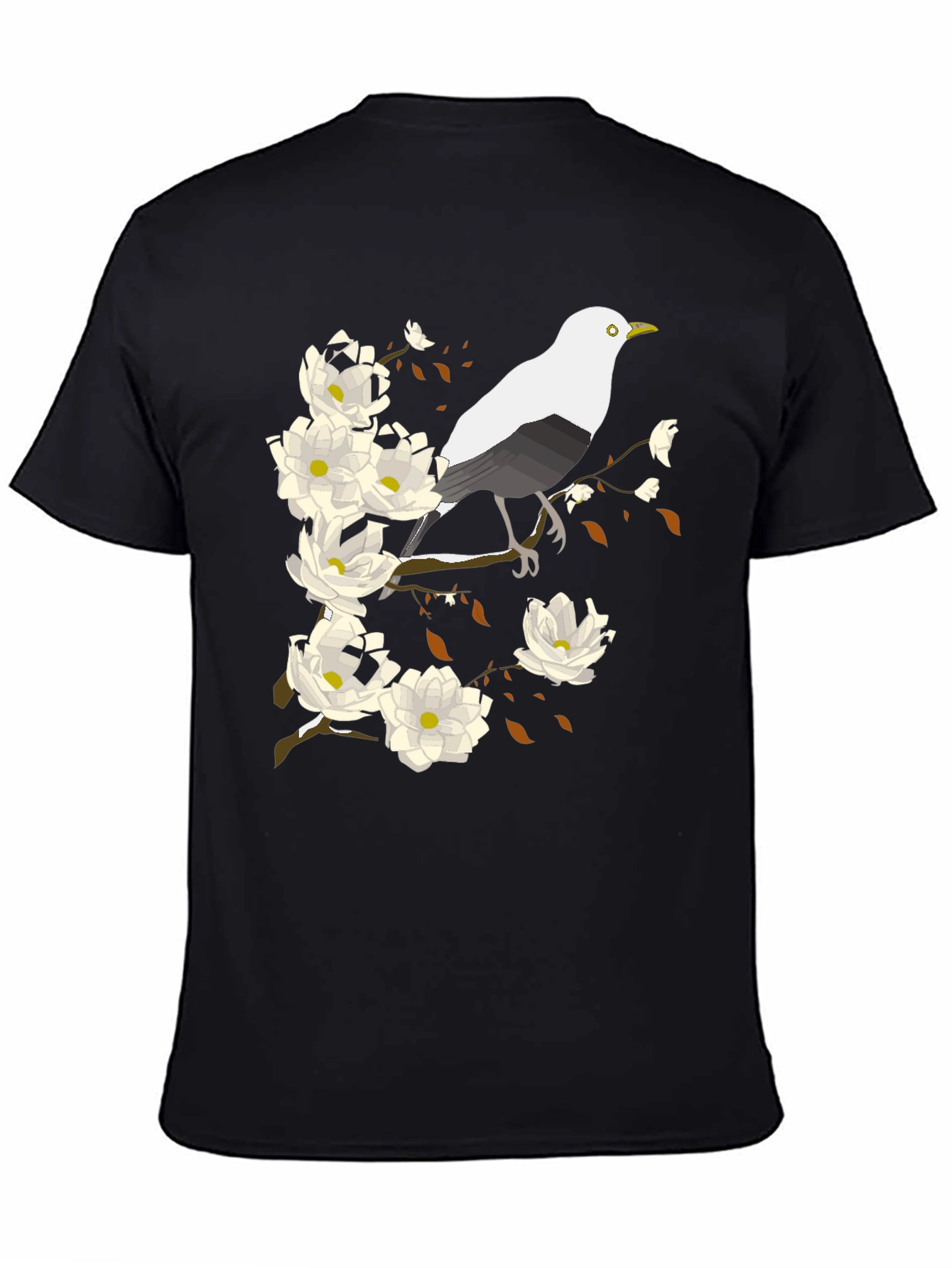 Bird and Blossom Graphic Tee - Black
