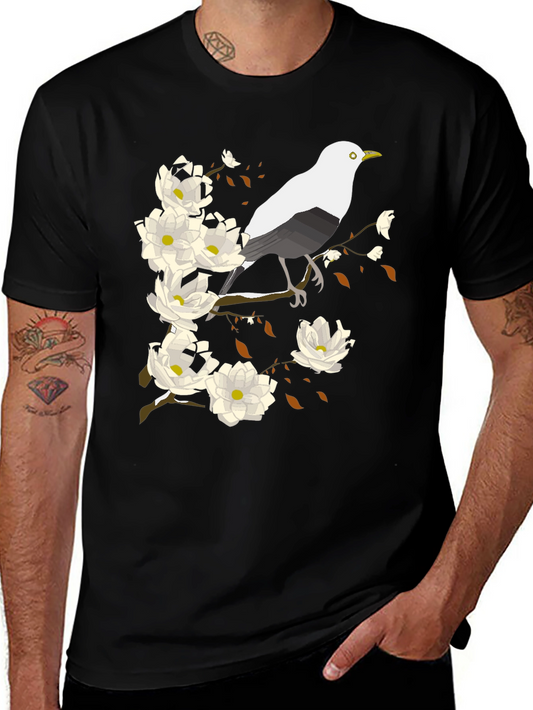 Bird and Blossom Graphic Tee - Black