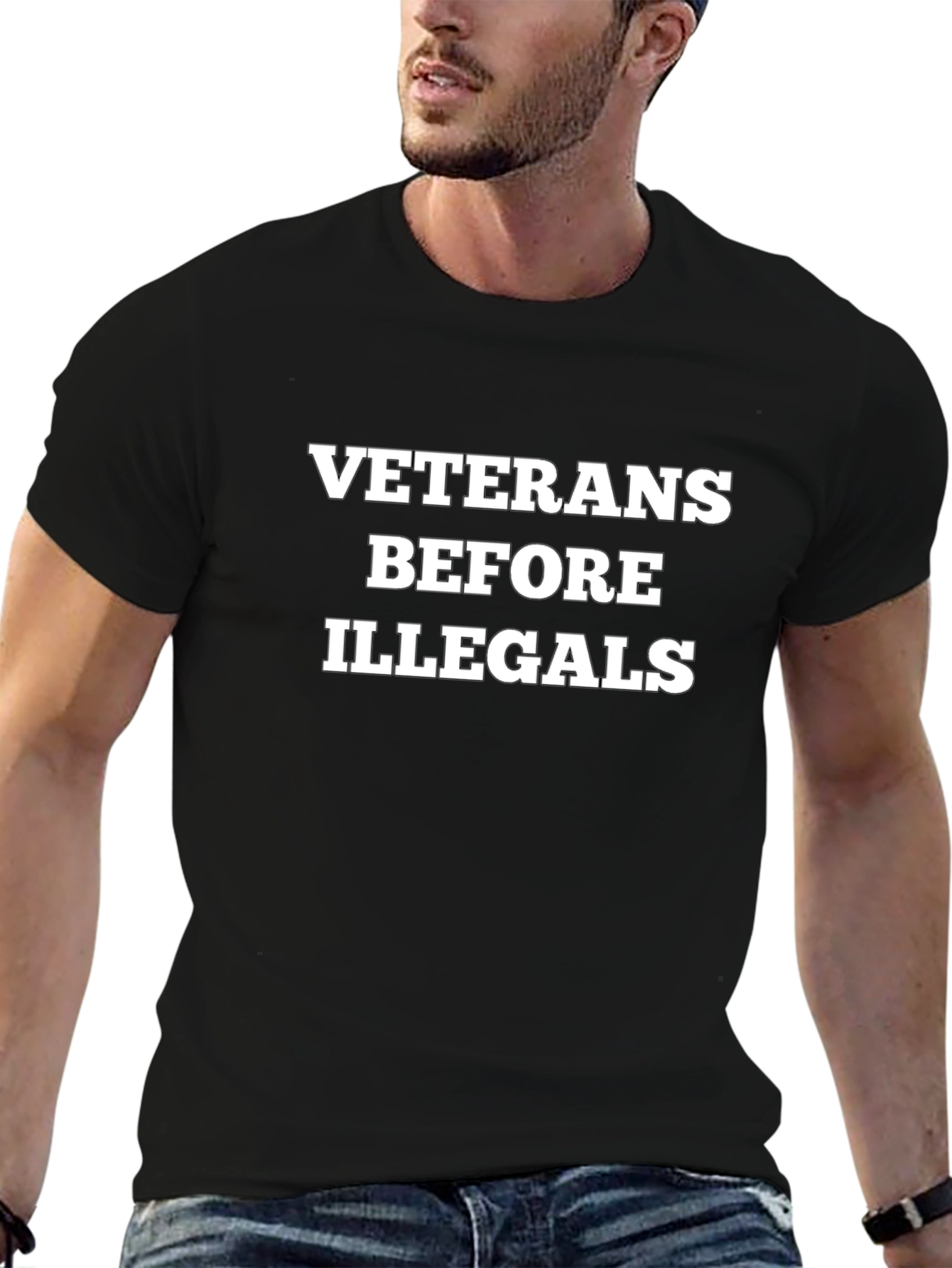 Veterans Before Illegals Graphic T-Shirt