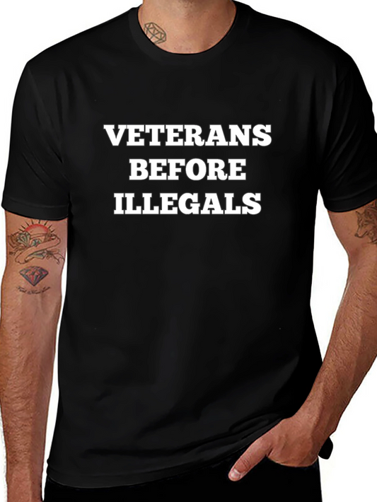 Veterans Before Illegals Graphic T-Shirt