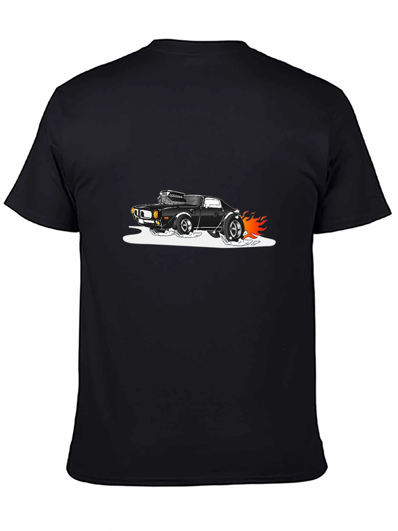 Black T-Shirt with Hot Rod Car Graphic