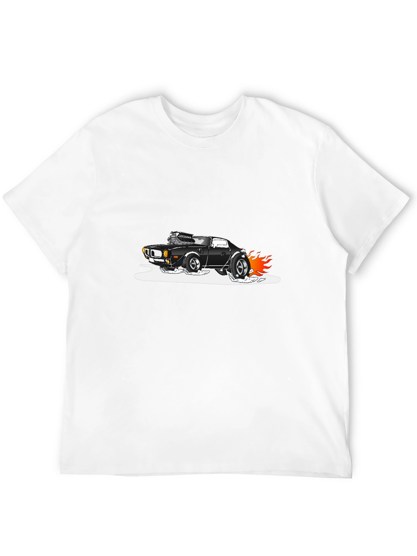 Black T-Shirt with Hot Rod Car Graphic