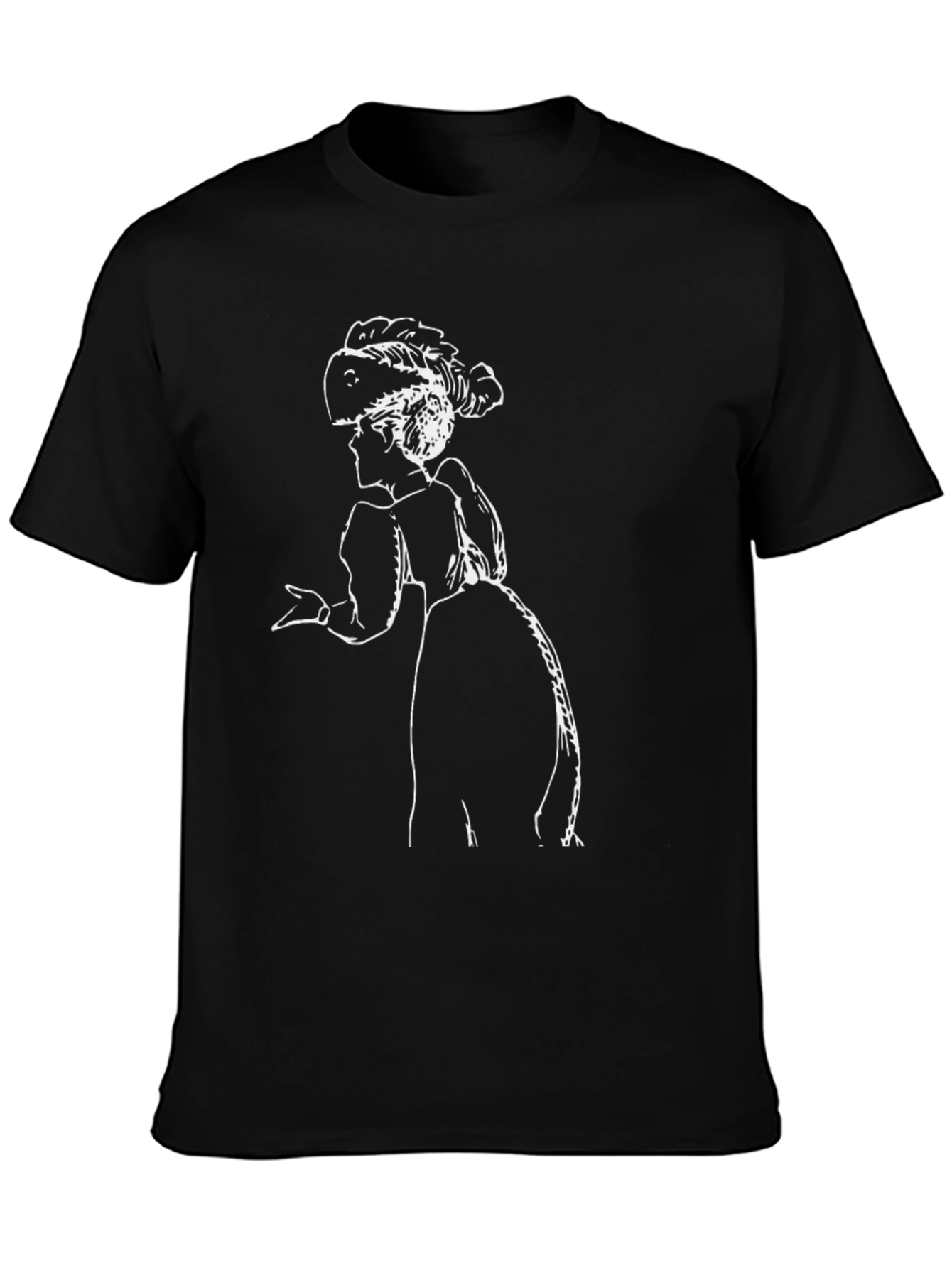 Victorian Lady Graphic Tee - Black Cotton T-Shirt