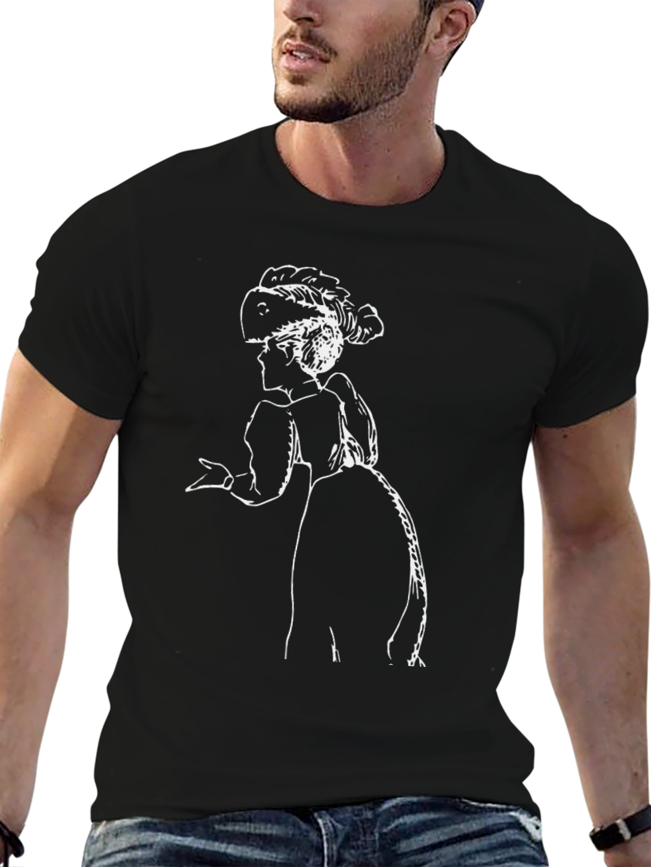 Victorian Lady Graphic Tee - Black Cotton T-Shirt
