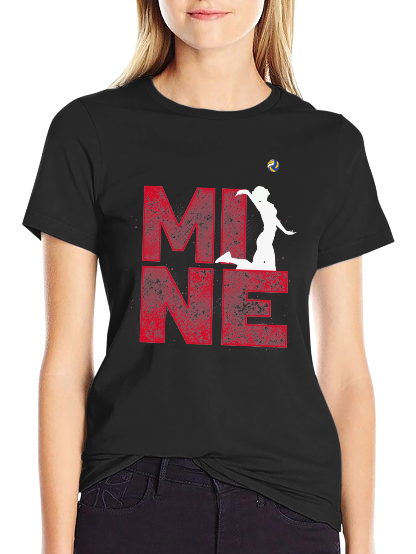 Volleyball Graphic Tee - MINE! Red & Black Shirt