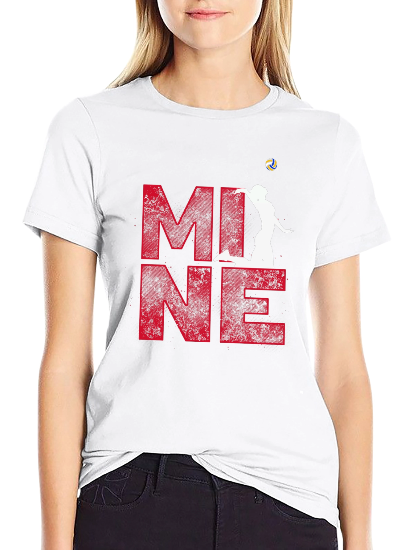 Volleyball Graphic Tee - MINE! Red & Black Shirt