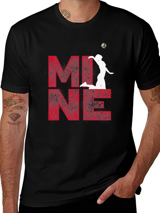 Volleyball Graphic Tee - MINE! Red & Black Shirt