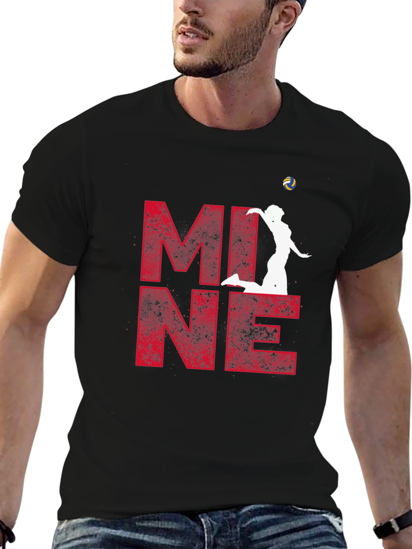 Volleyball Graphic Tee - MINE! Red & Black Shirt