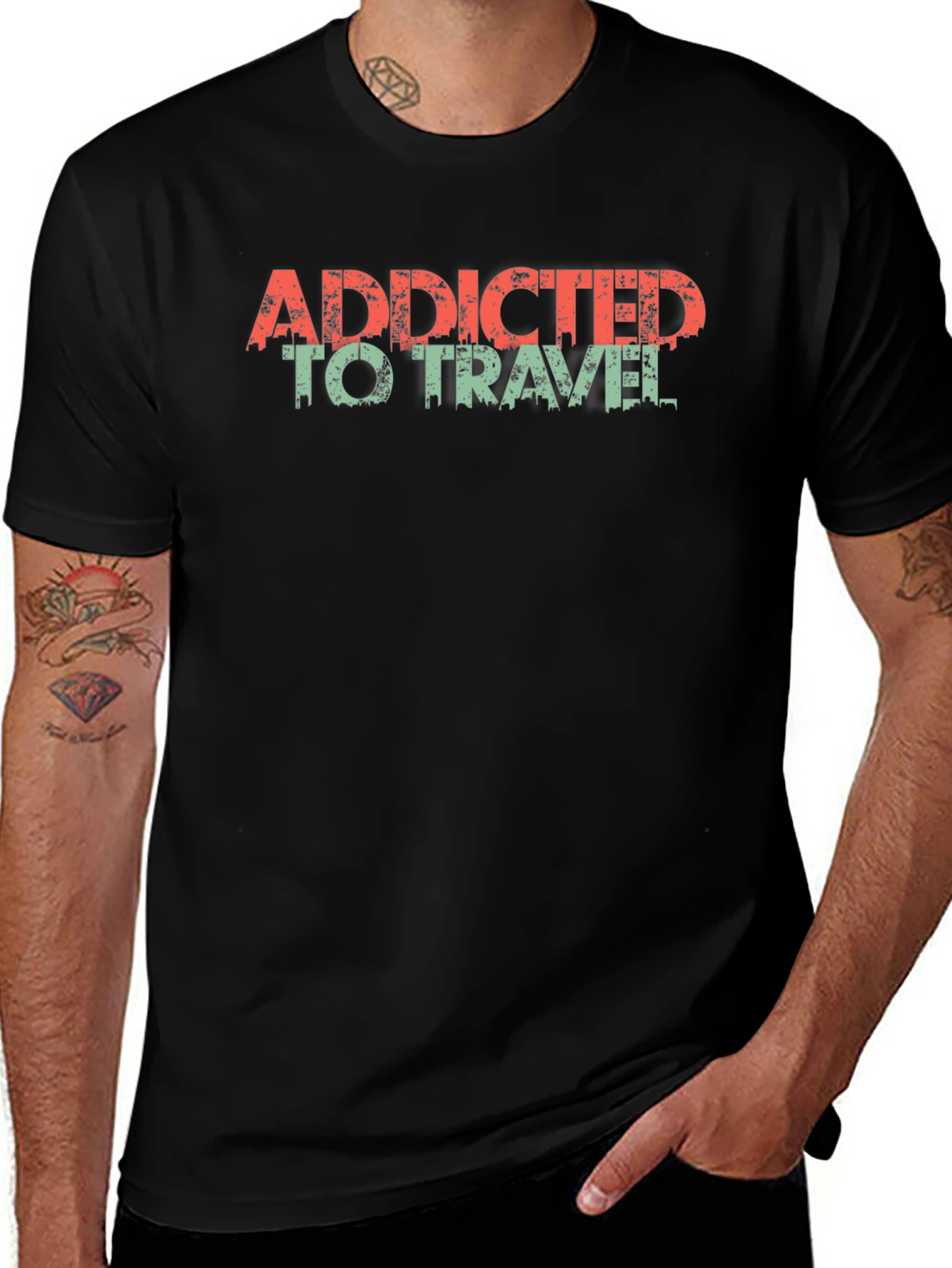 Addicted to Travel Graphic T-Shirt - Black