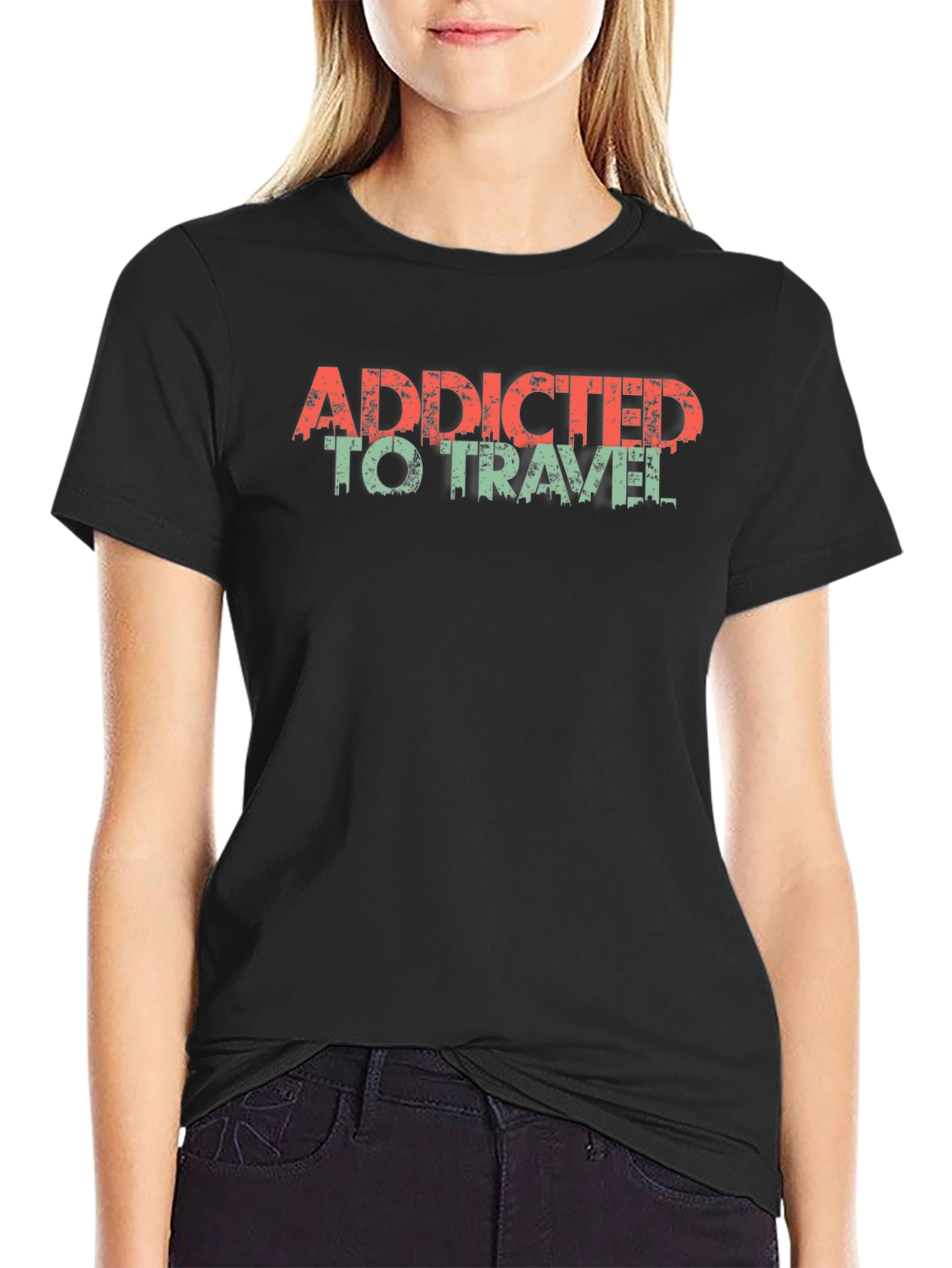 Addicted to Travel Graphic T-Shirt - Black