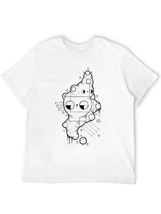 Black Graphic Tee - Abstract Bear Design